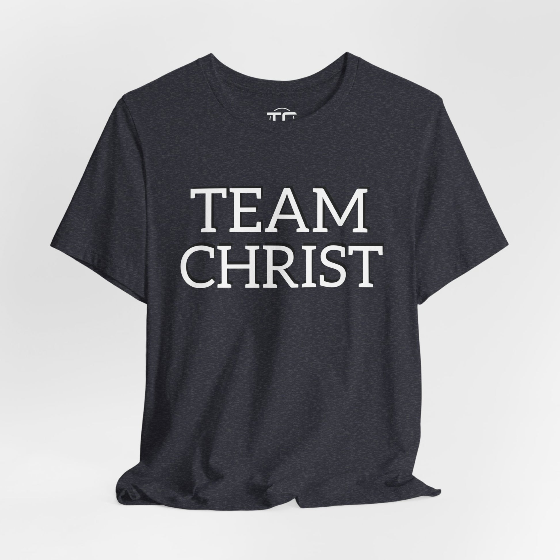 Heather Navy Christian themed shirt featuring a stylish design, perfect for cool Christian tees collection. Front Image